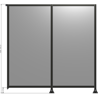 B6-2400-2400-0150-TYPFA DOUBLE PANEL-LEGS ON RIGHT AND CENTER, TIE PLATE ON LEFT 2400MM X 2400MM  1/4" POLYCARB, ASSEMBLED