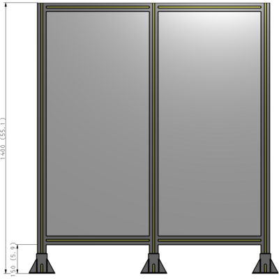 B8-1400-1200-0150-ZYPFA DOUBLE PANEL-3 LEGS 1400MM X 1200MM 1/4" POLYCARBONATE, FULLY ASSEMBLED