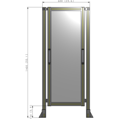 E3-1400-0600-0150-GYPTA SINGLE REMOVABLE PANEL WITH LEGS 1400MM X 600MM 1/4" POLYCARBONATE, FULLY ASSEMBLED