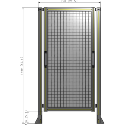 E3-1400-0750-0150-GYMTA SINGLE REMOVABLE PANEL WITH LEGS 1400MM X 750MM 1" MESH, FULLY ASSEMBLED
