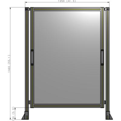 E3-1400-1050-0150-GYPTA SINGLE REMOVABLE PANEL WITH LEGS 1400MM X 1050MM 1/4" POLYCARBONATE, FULLY ASSEMBLED