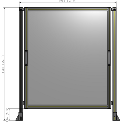 E3-1400-1200-0150-GYPTA SINGLE REMOVABLE PANEL WITH LEGS 1400MM X 1200MM 1/4" POLYCARBONATE, FULLY ASSEMBLED