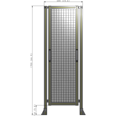 E3-1700-0600-0150-GYMTA SINGLE REMOVABLE PANEL WITH LEGS 1700MM X 600MM 1" MESH, FULLY ASSEMBLED