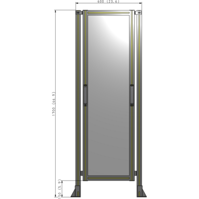 E3-1700-0600-0150-GYPTA SINGLE REMOVABLE PANEL WITH LEGS 1700MM X 600MM 1/4" POLYCARBONATE, FULLY ASSEMBLED