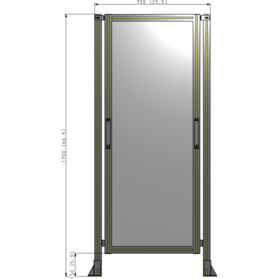 E3-1700-0750-0150-GYPTA SINGLE REMOVABLE PANEL WITH LEGS 1700MM X 750MM 1/4" POLYCARBONATE, FULLY ASSEMBLED