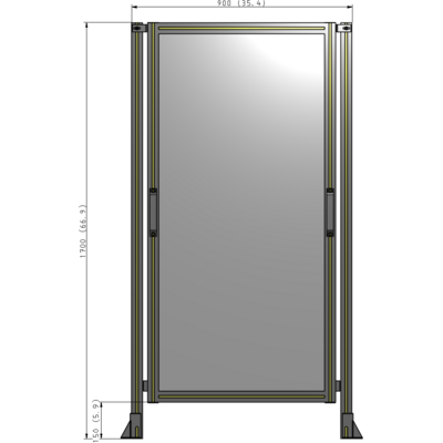 E3-1700-0900-0150-GYPTA SINGLE REMOVABLE PANEL WITH LEGS 1700MM X 900MM 1/4" POLYCARBONATE, FULLY ASSEMBLED