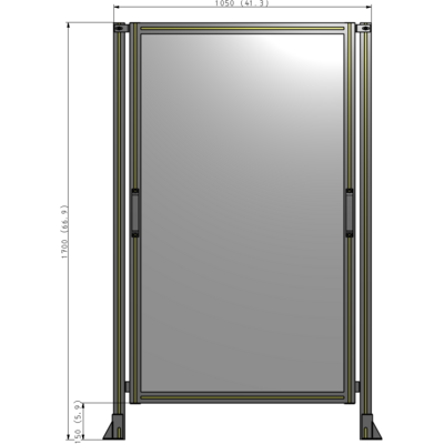 E3-1700-1050-0150-GYPTA SINGLE REMOVABLE PANEL WITH LEGS 1700MM X 1050MM 1/4" POLYCARBONATE, FULLY ASSEMBLED