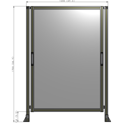 E3-1700-1200-0150-GYPTA SINGLE REMOVABLE PANEL WITH LEGS 1700MM X 1200MM 1/4" POLYCARBONATE, FULLY ASSEMBLED
