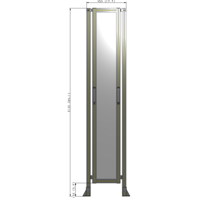 E3-2135-0450-0150-GYPTA SINGLE REMOVABLE PANEL WITH LEGS 2135MM X 450MM 1/4" POLYCARBONATE, FULLY ASSEMBLED