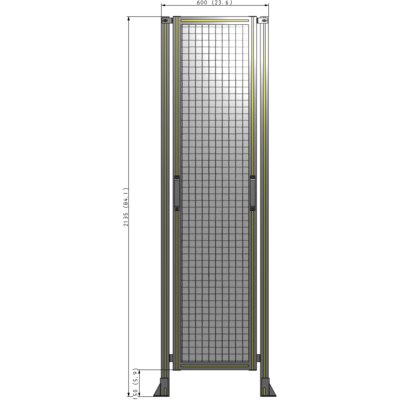 E3-2135-0600-0150-GYMTK SINGLE REMOVABLE PANEL WITH LEGS 2135MM X 600MM 1" MESH, AS A KIT