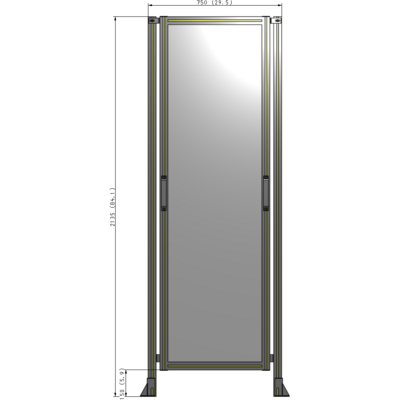 E3-2135-0750-0150-GYPTA SINGLE REMOVABLE PANEL WITH LEGS 2135MM X 750MM 1/4" POLYCARBONATE, FULLY ASSEMBLED