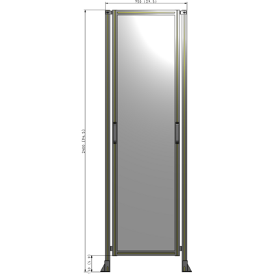 E3-2400-0750-0150-GYPTA SINGLE REMOVABLE PANEL WITH LEGS 2400MM X 750MM 1/4" POLYCARBONATEONATE, AS A KIT