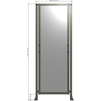 E3-2400-0900-0150-GYPTA SINGLE REMOVABLE PANEL WITH LEGS 2400MM X 900MM 1/4" POLYCARBONATE, FULLY ASSEMBLED