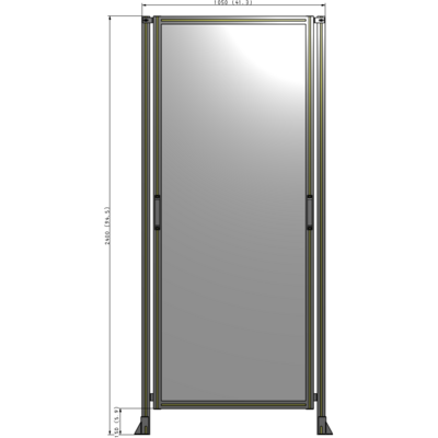 E3-2400-1050-0150-GYPTA SINGLE REMOVABLE PANEL WITH LEGS 2400MM X 1050MM 1/4" POLYCARBONATE, FULLY ASSEMBLED