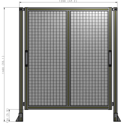 E4-1400-1200-0150-GYMTA DOUBLE REMOVABLE PANEL WITH LEGS  1400MM X 1200MM 1" MESH, FULLY ASSEMBLED