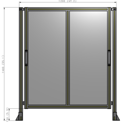 E4-1400-1200-0150-GYPTK DOUBLE REMOVABLE PANEL WITH LEGS 1400MM X 1200MM 1/4" POLYCARBONATE, AS A KIT