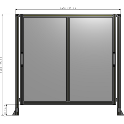 E4-1400-1450-0150-GYPTK DOUBLE REMOVABLE PANEL WITH LEGS 1400MM X 1450MM 1/4" POLYCARBONATE, AS A KIT