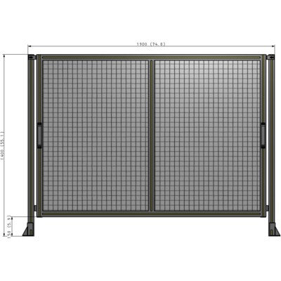 E4-1400-1900-0150-GYMTA DOUBLE REMOVABLE PANEL WITH LEGS  1400MM X 1900MM 1" MESH, FULLY ASSEMBLED
