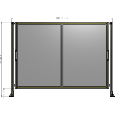 E4-1400-1900-0150-GYPTK DOUBLE REMOVABLE PANEL WITH LEGS 1400MM X 1900MM 1/4" POLYCARB, AS A KIT