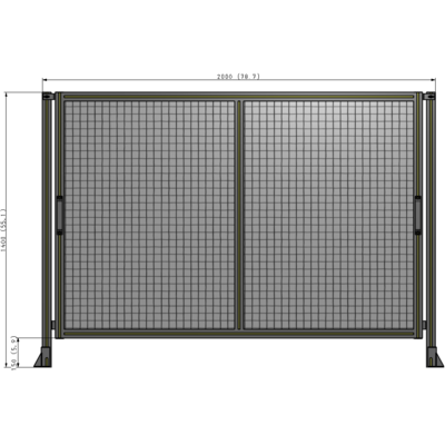 E4-1400-2000-0150-GYMTA DOUBLE REMOVABLE PANEL WITH LEGS  1400MM X 2000MM 1" MESH, FULLY ASSEMBLED