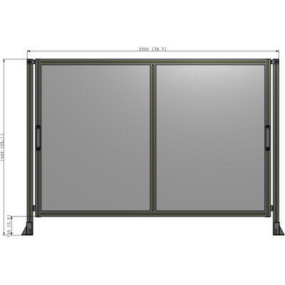 E4-1400-2000-0150-GYPTA DOUBLE REMOVABLE PANEL WITH LEGS  1400MM X 2000MM 1/4" POLYCARBONATE, FULLY ASSEMBLED