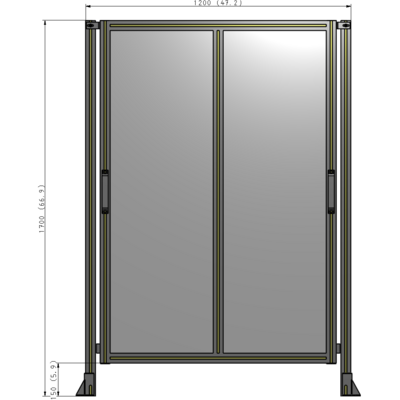 E4-1700-1200-0150-GYPTK DOUBLE REMOVABLE PANEL WITH LEGS 1700MM X 1200MM 1/4" POLYCARB, AS A KIT
