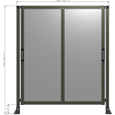 E4-1700-1450-0150-GYPTA DOUBLE REMOVABLE PANEL WITH LEGS 1700MM X 1450MM 1/4" POLYCARBONATE, FULLY ASSEMBLED