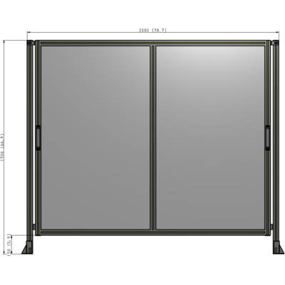 E4-1700-2000-0150-GYPTA DOUBLE REMOVABLE PANEL WITH LEGS 1700MM X 2000MM 1/4" POLYCARBONATE, FULLY ASSEMBLED