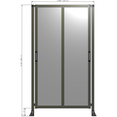 E4-2135-1200-0150-GYPTK DOUBLE REMOVABLE PANEL WITH LEGS 2135MM X 1200MM 1/4" POLYCARBONATE, AS A KIT
