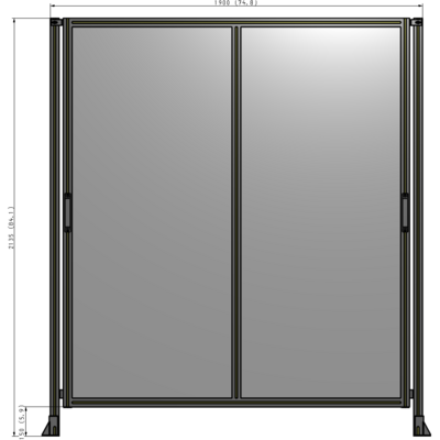 E4-2135-1900-0150-GYPTA DOUBLE REMOVABLE PANEL WITH LEGS 2135MM X 1900MM 1/4" POLYCARBONATE, FULLY ASSEMBLED