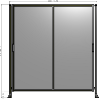 E4-2135-2000-0150-GYPTA DOUBLE REMOVABLE PANEL WITH LEGS  2135MM X 2000MM 1/4" POLYCARBONATE, FULLY ASSEMBLED