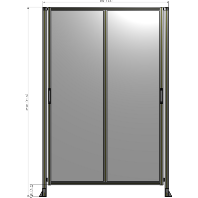 E4-2400-1600-0150-GYPTA DOUBLE REMOVABLE PANEL WITH LEGS 2400MM X 1600MM 1/4" POLYCARBONATE, FULLY ASSEMBLED