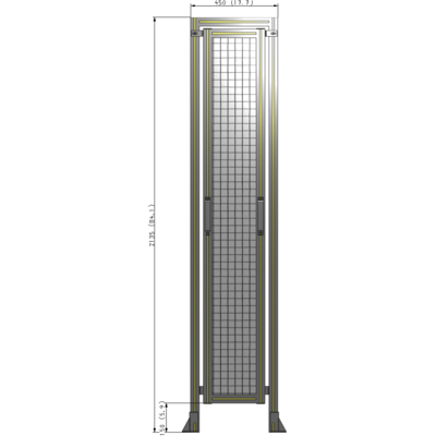 E5-2135-0450-0150-GYMTA SINGLE REMOVABLE PANEL WITH LEGS AND A HEADER 2135MM X 450MM 1" MESH, FULLY ASSEMBLED