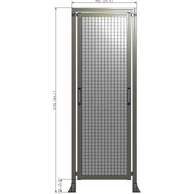 E5-2135-0750-0150-GYMTK SINGLE REMOVABLE PANEL WITH LEGS AND A HEADER 2135MM X 750MM 1" MESH, AS A KIT
