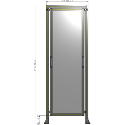 E5-2135-0750-0150-GYPTK SINGLE REMOVABLE PANEL WITH LEGS AND A HEADER 2135MM X 750MM 1/4" POLYCARBONATE, AS A KIT