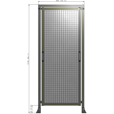 E5-2135-0900-0150-GYMTK SINGLE REMOVABLE PANEL WITH LEGS AND A HEADER 2135MM X 900MM 1" MESH, AS A KIT