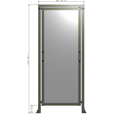 E5-2135-0900-0150-GYPTA SINGLE REMOVABLE PANEL WITH LEGS AND A HEADER 2135MM X 900MM 1/4" POLYCARBONATE, FULLY ASSEMBLED