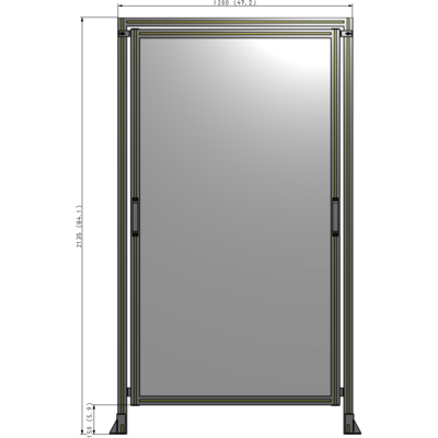 E5-2135-1200-0150-GYPTA SINGLE REMOVABLE PANEL WITH LEGS AND A HEADER 2135MM X 1200MM 1/4" POLYCARBONATE, FULLY ASSEMBLED