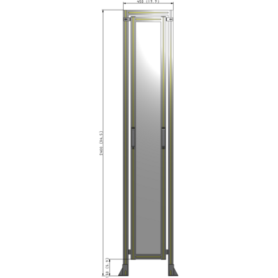 E5-2400-0450-0150-GYPTA SINGLE REMOVABLE PANEL WITH LEGS AND A HEADER  2400MM X 450MM 1/4" POLYCARBONATE, FULLY ASSEMBLED