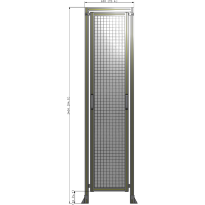 E5-2400-0600-0150-GYMTA SINGLE REMOVABLE PANEL WITH LEGS AND A HEADER 2400MM X 600MM 1" MESH, FULLY ASSEMBLED