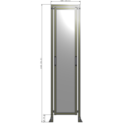 E5-2400-0600-0150-GYPTK SINGLE REMOVABLE PANEL WITH LEGS AND A HEADER 2400MM X 600MM 1/4" POLYCARBONATE, AS A KIT