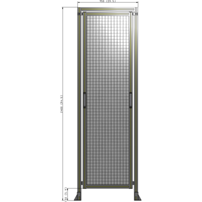 E5-2400-0750-0150-GYMTA SINGLE REMOVABLE PANEL WITH LEGS AND A HEADER 2400MM X 750MM 1" MESH, FULLY ASSEMBLED