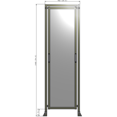 E5-2400-0750-0150-GYPTA SINGLE REMOVABLE PANEL WITH LEGS AND A HEADER 2400MM X 750MM 1/4" POLYCARBONATE, FULLY ASSEMBLED