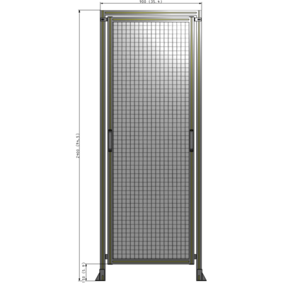 E5-2400-0900-0150-GYMTK SINGLE REMOVABLE PANEL WITH LEGS AND A HEADER 2400MM X 900MM 1" MESH, AS A KIT