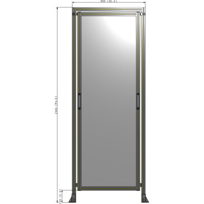 E5-2400-0900-0150-GYPTA SINGLE REMOVABLE PANEL WITH LEGS AND A HEADER 2400MM X 900MM 1/4" POLYCARBONATE, FULLY ASSEMBLED