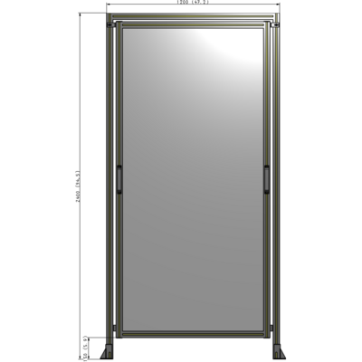 E5-2400-1200-0150-GYPTA SINGLE REMOVABLE PANEL WITH LEGS AND A HEADER 2400MM X 1200MM 1/4" POLYCARBONATE, FULLY ASSEMBLED