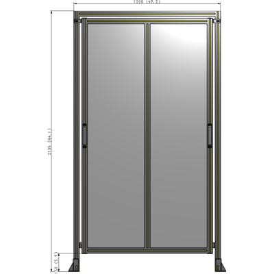 E6-2135-1200-0150-GYPTA DOUBLE REMOVABLE PANEL WITH LEGS AND A HEADER 2135MM X 1200MM 1/4" POLYCARBONATE, FULLY ASSEMBLED