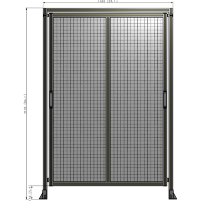 E6-2135-1450-0150-GYMTK DOUBLE REMOVABLE PANEL WITH LEGS AND A HEADER 2135MM X 1450MM 1" MESH, AS A KIT
