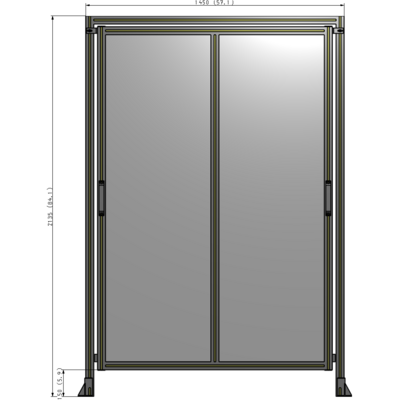 E6-2135-1450-0150-GYPTA DOUBLE REMOVABLE PANEL WITH LEGS AND A HEADER  2135MM X 1450MM 1/4" POLYCARBONATE, FULLY ASSEMBLED