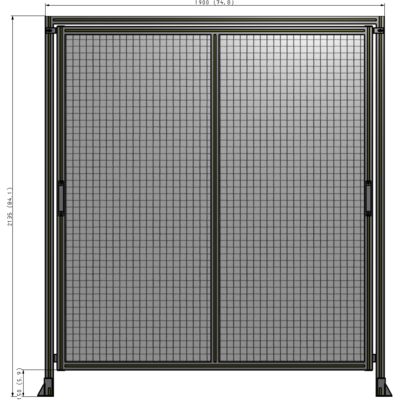E6-2135-1900-0150-GYMTK DOUBLE REMOVABLE PANEL WITH LEGS AND A HEADER 2135MM X 1900MM 1" MESH, AS A KIT